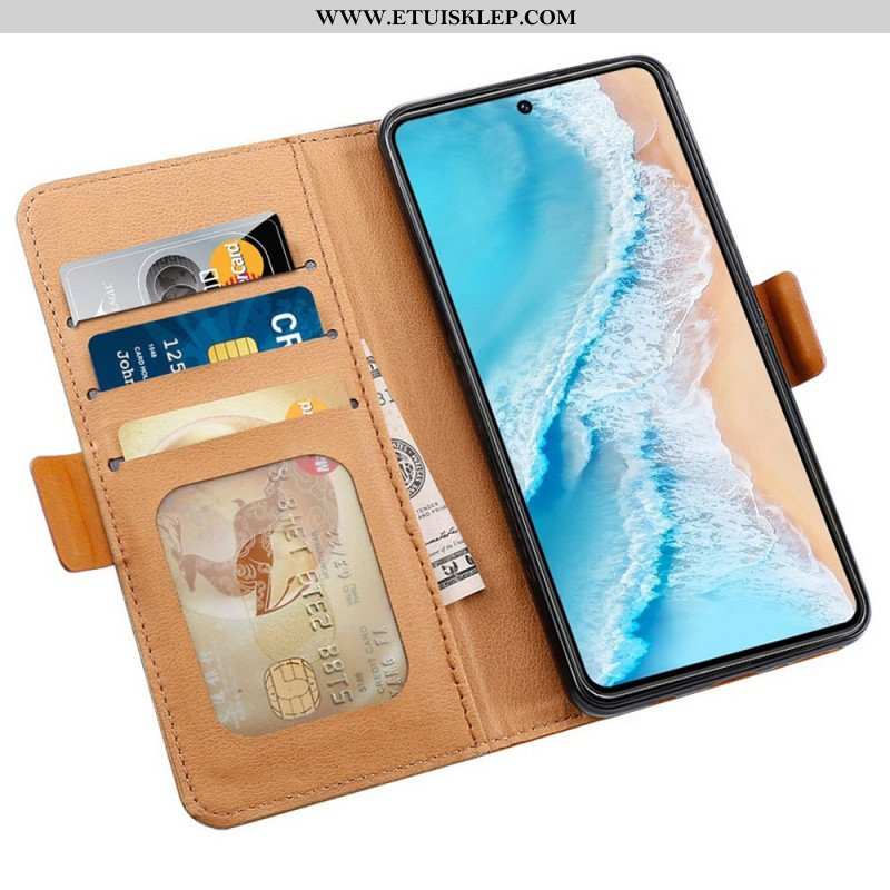 Etui Folio do Vivo X80 Pro Efekt Tkaniny I Skóry